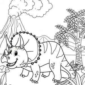 Happy Triceratops coloring