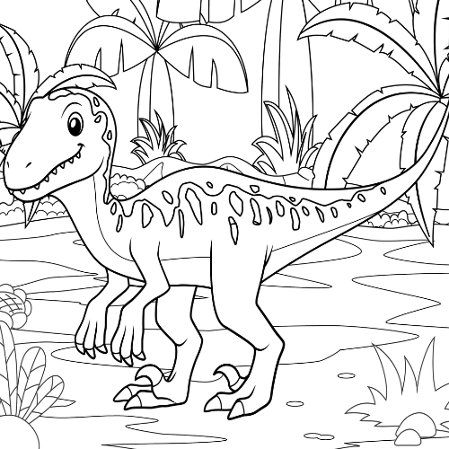 Young Velociraptor Visiting Family Dinosaur Coloring Pages