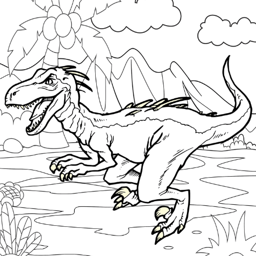 Unlucky Velociraptor - Dinosaur Coloring Pages