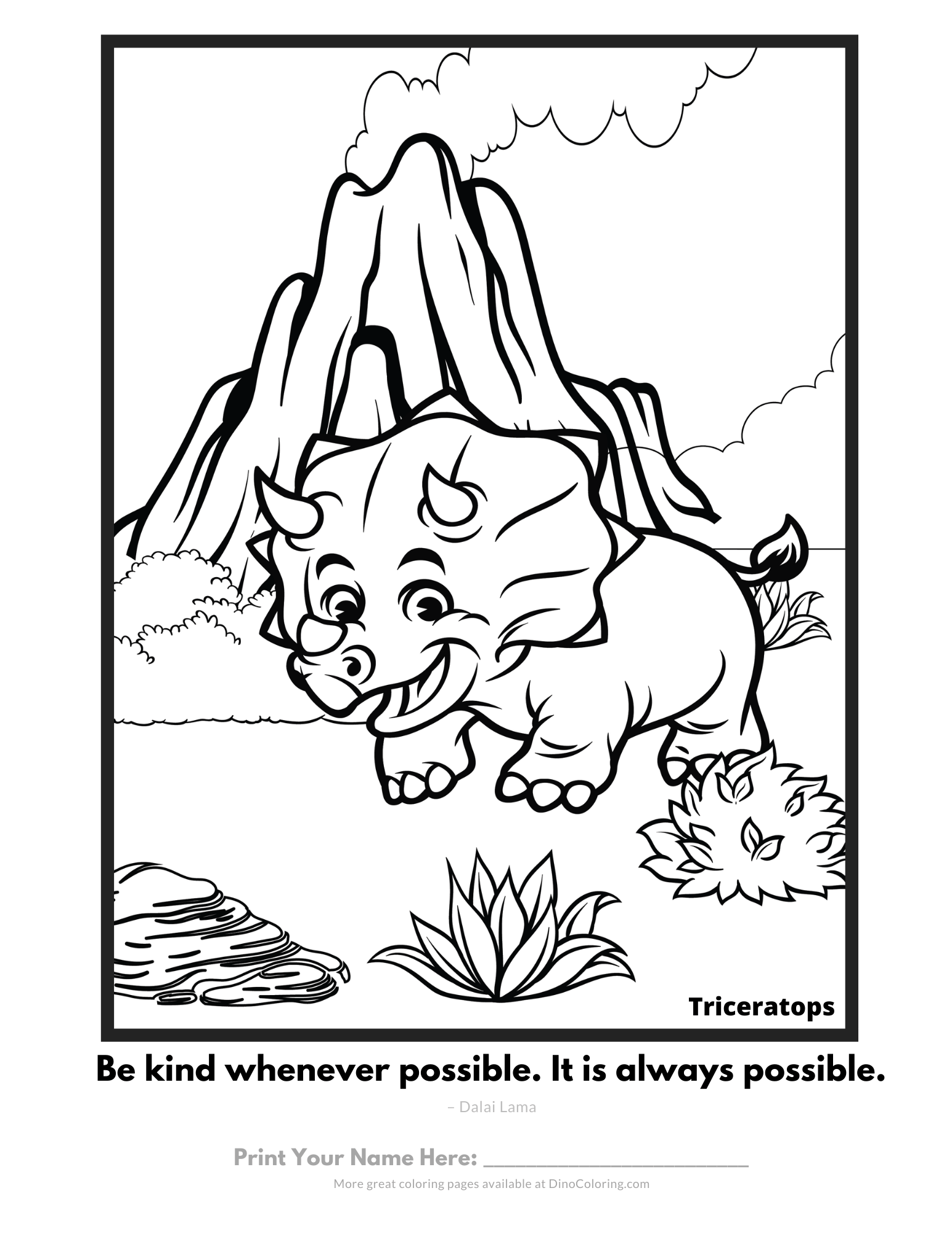 Baby Triceratops - Dinosaur Coloring Pages