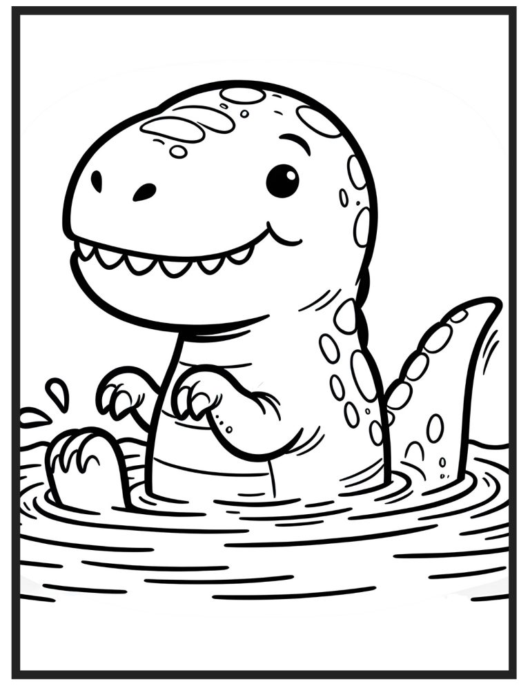 swimming baby trex dinosaur